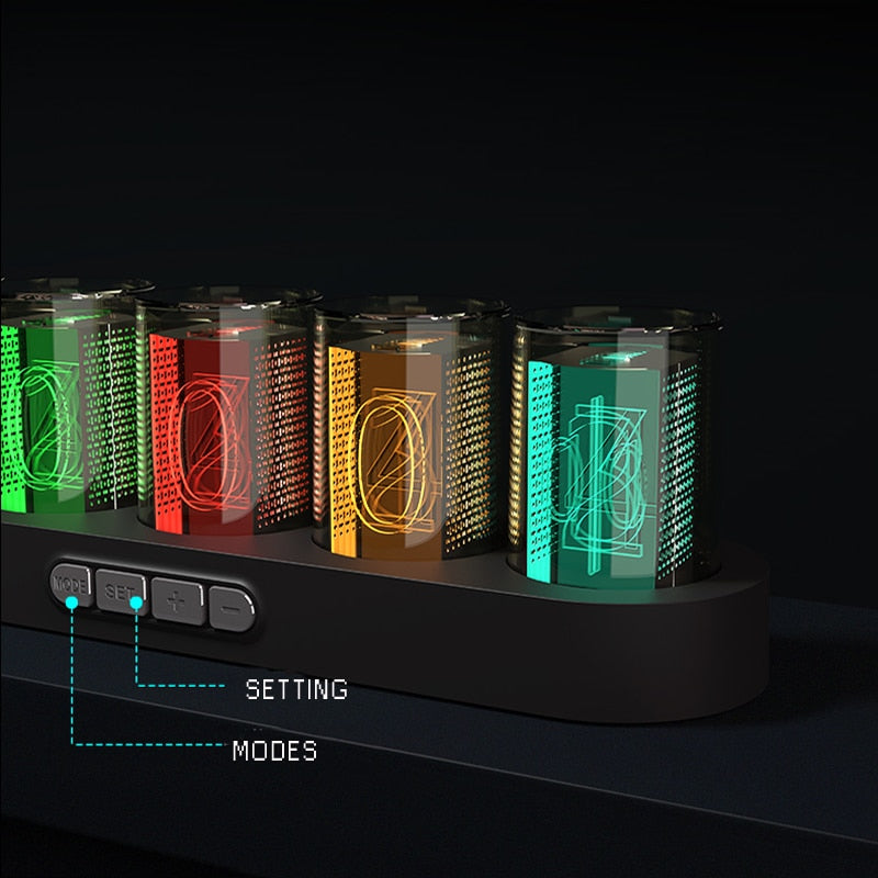 Digital Nixie Tube Clock with RGB LED Glows