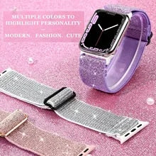 Stretchy Nylon Glittery Watch Apple Band