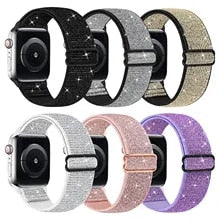 Stretchy Nylon Glittery Watch Apple Band