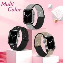 Stretchy Nylon Glittery Watch Apple Band